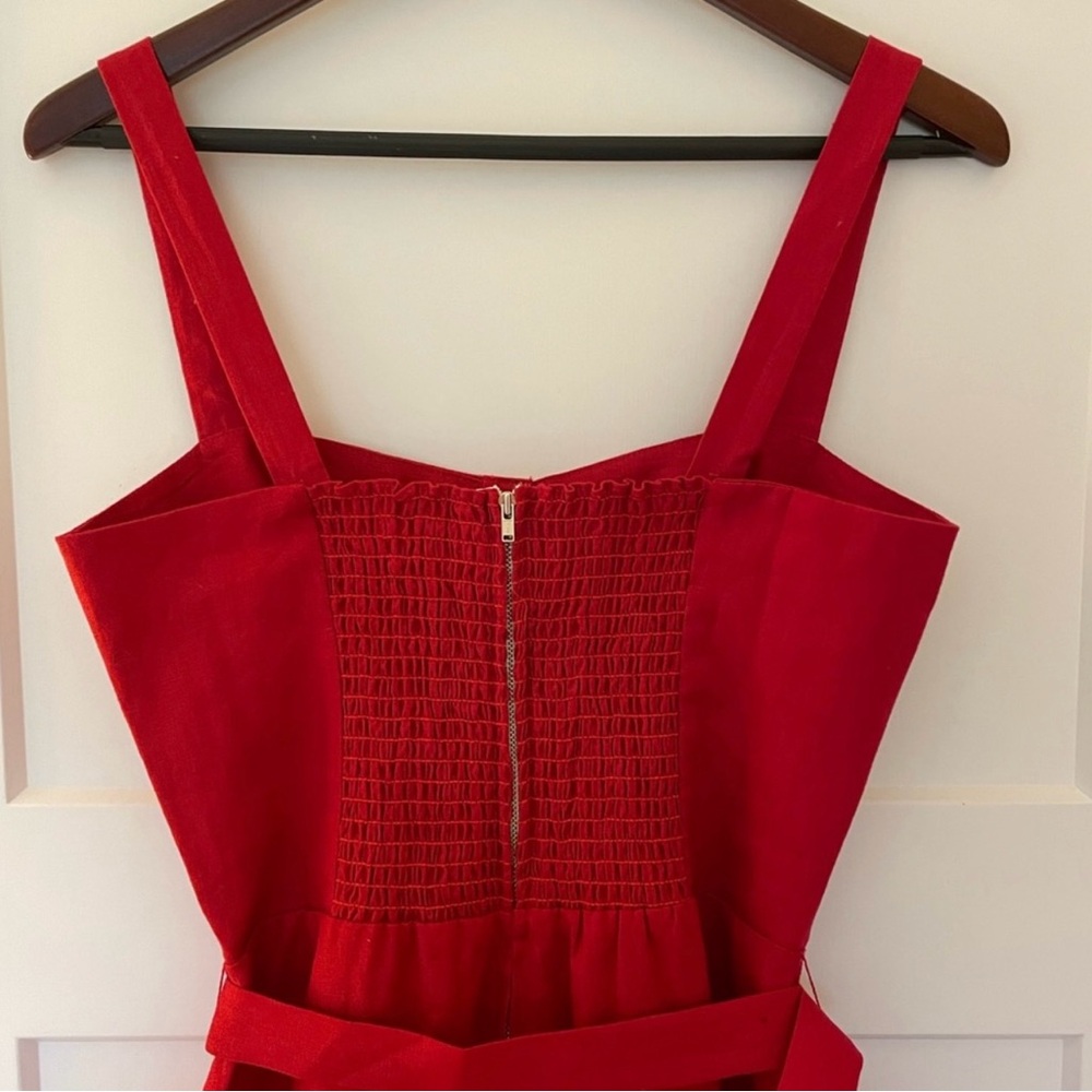 Reformation Anina Linen Dress in Cherry Red - Picture 6 of 6